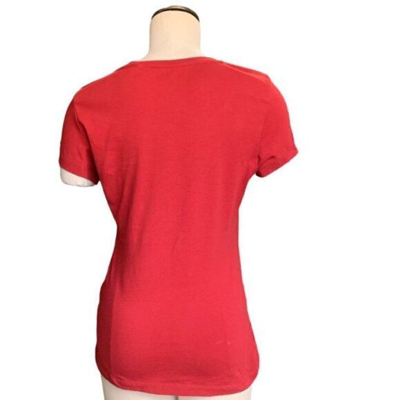 GUESS Graphic Tee "Love" Sz L Red #17G - Picture 4 of 10